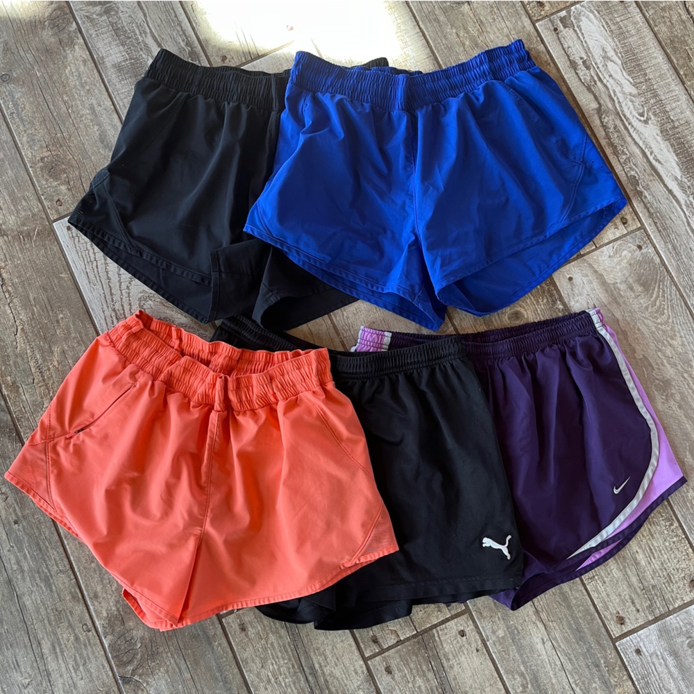 Size Medium Athletic Shorts Bundle - Black, Blue, Coral, Purple (Pack/Multiple)